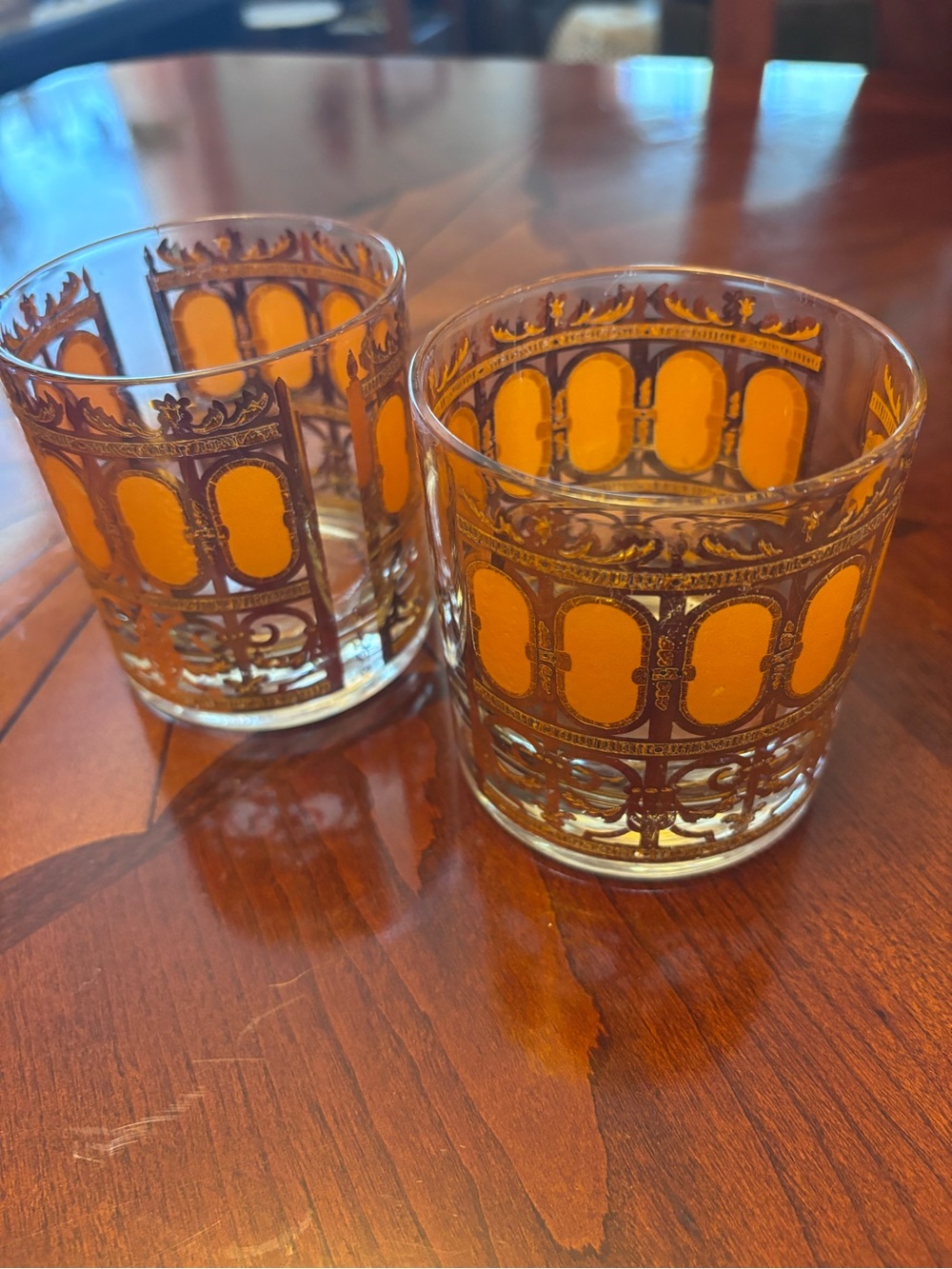 Vintage Mid-Century Modern-Antigua Pattern Glasses - Set of 2